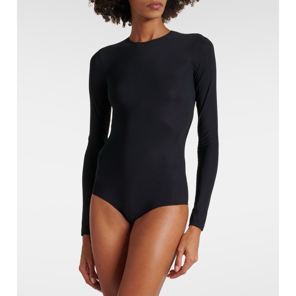 Maison Martin Margiela Womens Mesh Bodysuit Sz 1 Black Goth Grunge Indie Sleeze